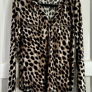 INC International Concepts Leopard-Print Button-Down Blouse in Neutral Tones